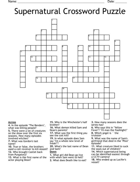 supernatural crossword clue 6 letters.